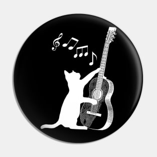 Black and white cat playing guitar. Pin