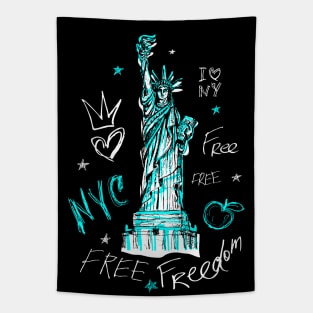 New York City, American liberty, freedom. Cool t-shirt quote trendy street art fashion Tapestry