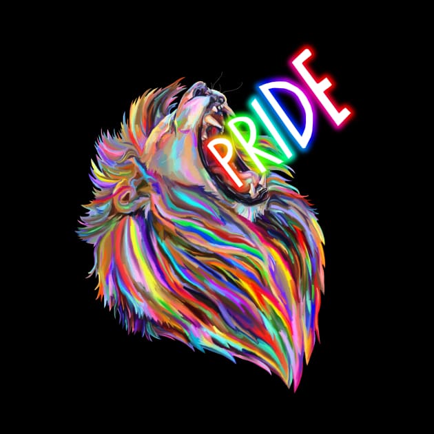 Rainbow Roaring Pride Lion by Art by Deborah Camp