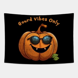 Gourd Vibes Only Vintage Halloween Pumpkin Tee Tapestry
