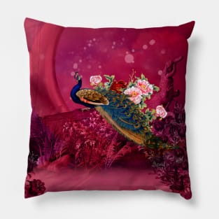 Beautiful peacock in the night Pillow