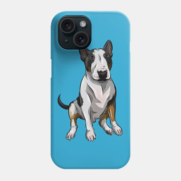 Cute English Bull Terrier Dog | Tricolour | Tricolor Phone Case by Shirin Illustration