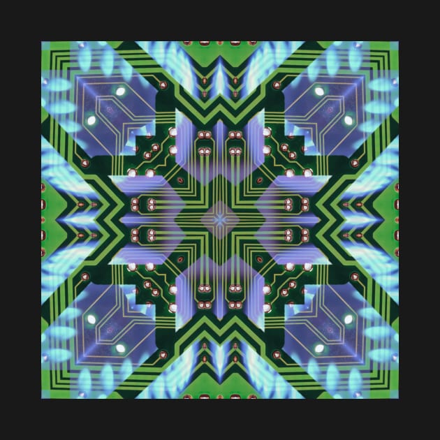 Circuitboard fire Kaleidoscope Pattern (Seamless) 17 by Swabcraft