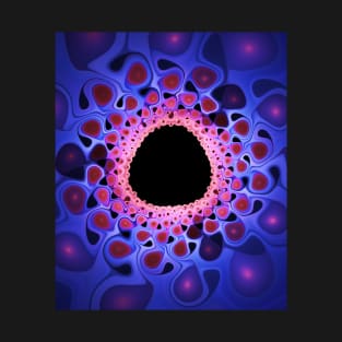 Eye of the Storm II. Blue and Pink Abstract Digital Artwork T-Shirt