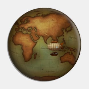 Airship Flying Over Eastern Hemisphere Pin