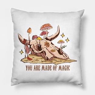 "You Are Made of Magic" Bull Skull Pillow