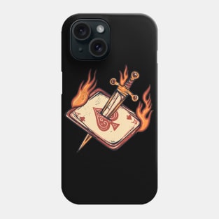 card with sword burning vintage t-shirt Phone Case