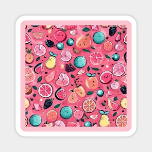 Cute fruits patterns, cute colorful fruits pattern gift ideas Magnet