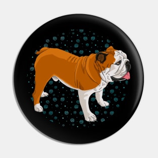 Lazy English Bulldog In Winter Season Pin