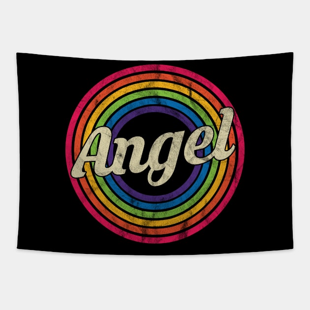 Angel - Retro Rainbow Faded-Style Tapestry by MaydenArt