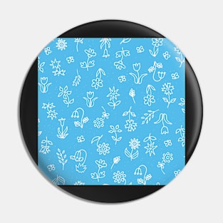 Vibrant Turquoise Floral Doodle Scribble Pattern Pin