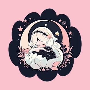 Adorable Anime Chibi Virgo Zodiac Sleeping Little Astro Girl T-Shirt