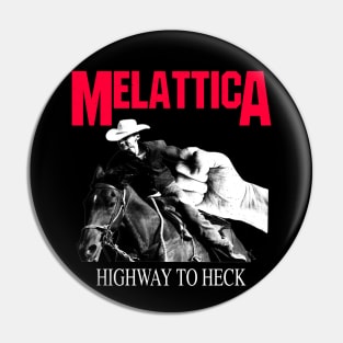 M e l a t t i c A - Poser Band Tee Funny Parody Metal Rock Music Pin