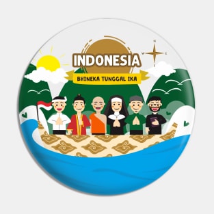 Bhineka Tunggal Ika of Indonesia T-Shirt Design Pin