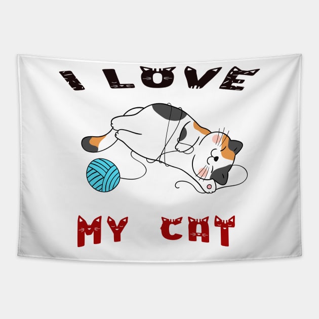 I LOVE MY CAT Tapestry by piksimp