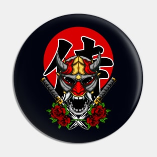 Silver Red Hannya Mask Pin