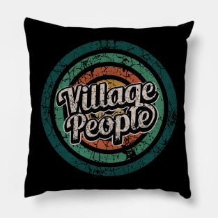 Village People // Retro Circle Crack Vintage Pillow