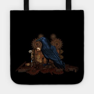 Steampunk cute crow with clock and gears Tote