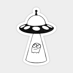 UFO Abducting Scared Ghost - Pen on Paper Magnet