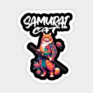 Japanese Samurai Cat Magnet