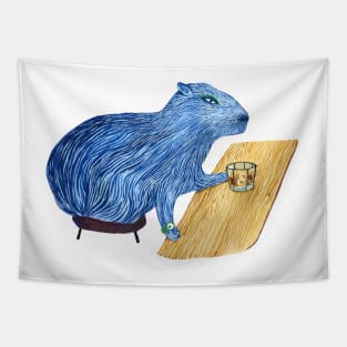 Blue da-ba-dee Capybara Tapestry