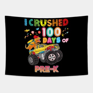 I Crushed 100 Days Of PreK 100th Day School Monster Car Tapestry