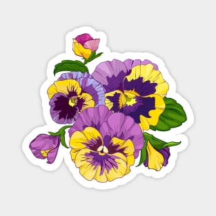 purple pansy flowers Magnet