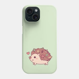 Cute Little Hedgehog With Autumn Leaves And Acorn Phone Case