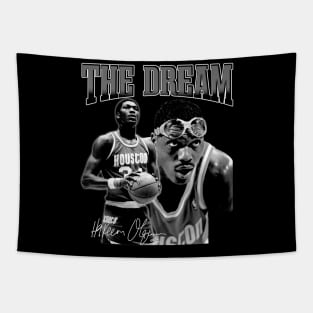 Hakeem Olajuwon The Dream Basketball Legend Signature Vintage Retro 80s 90s Bootleg Rap Style Tapestry