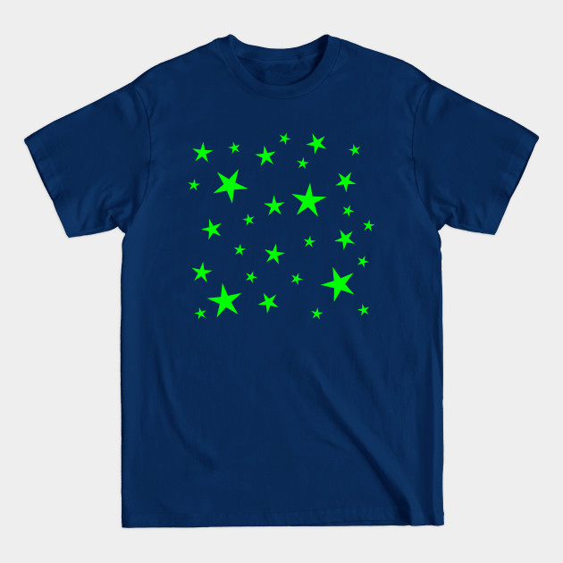 Bright Neon Green Stars Pattern - Stars - T-Shirt