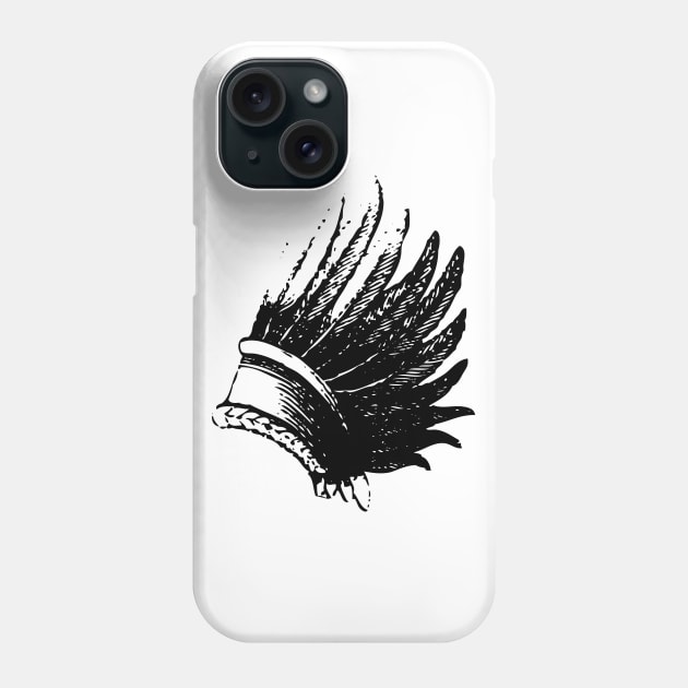 Black indian war bonnet Phone Case by The Retro Black Store