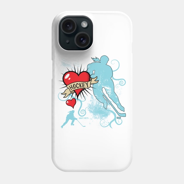 Women's Hockey Player Tattoo Style Phone Case by SaucyMittsHockey