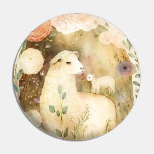 Sheep , Watercolor Farm Animals Pin