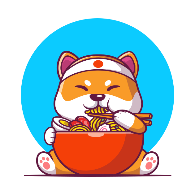 Cute Shiba Inu Eating Ramen Noodle by Catalyst Labs