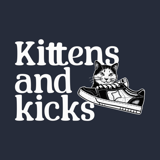 Vintage 90s Kittens and Kicks Sneaker Box Design - Retro Black and White Art by Tecnofa