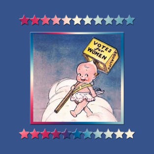 Kewpie Votes For Women With Red, White And Blue Stars T-Shirt