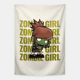 Zombie Girl Creepy Scary Kawaii Zombie Cute Halloween Outfit Tapestry