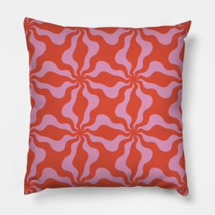 Retro Orange Pink Abstract 70s Pattern Pillow