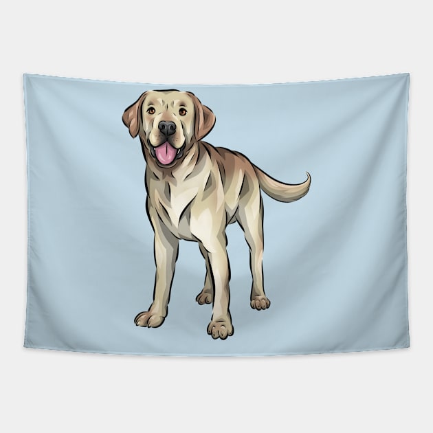 Cute Yellow Labrador Dog Tapestry by Shirin Illustration