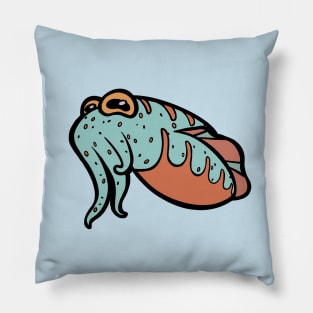 Cuttlefish in Mint and Coral Pillow