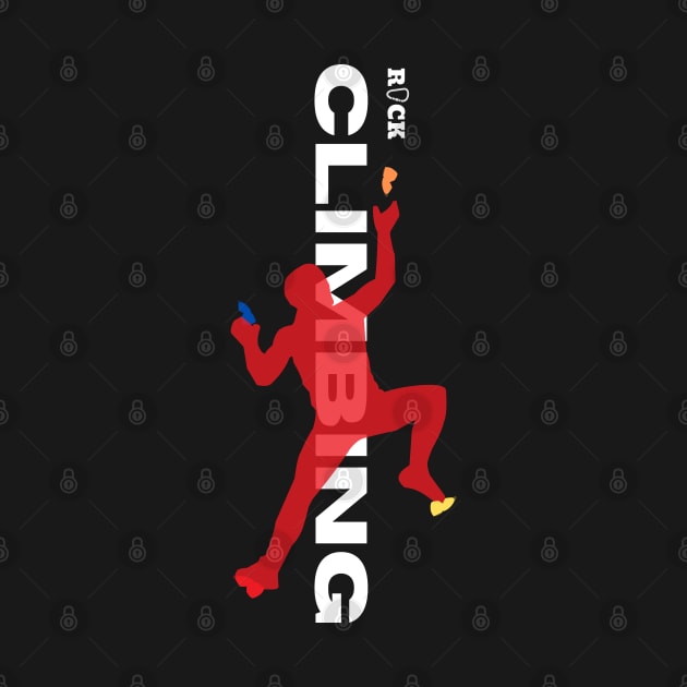 rock climbing with climber red by lmdesignco