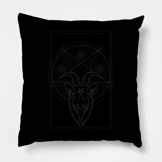 Framed baphomet Pillow by wet_chicken_lip