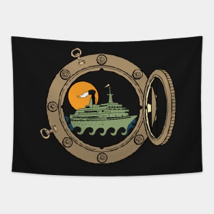 Vintage, Retro Cruise Ship Tapestry