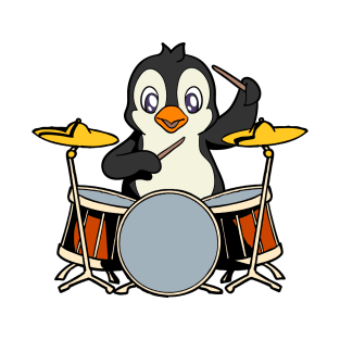 Cartoon penguin playing drums T-Shirt