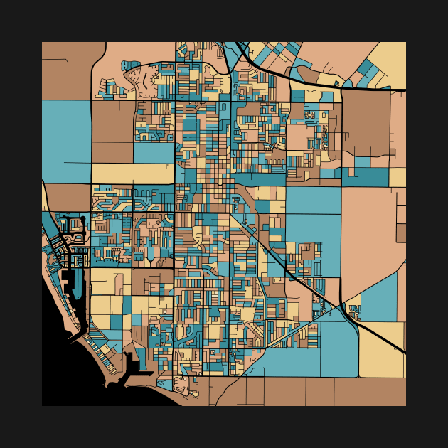 Oxnard Map Pattern in Mid Century Pastel by PatternMaps