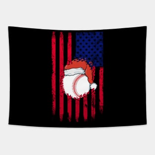 Vintage Santa Sports Flag Design - Christmas Baseball Player Tapestry