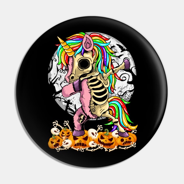 Rainbow Unicorn Zombie Skeleton Dabbing Pumpkin Halloween Pin by wonderws