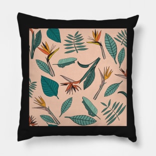 Bird of Paradise Flower Peach Pillow