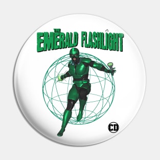 The Emerald Flashlight Hero (off brand) Parody Hero Pin