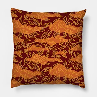 Minimalist Leaf Line Art Illustration as a Seamless Surface Pattern Design Pillow